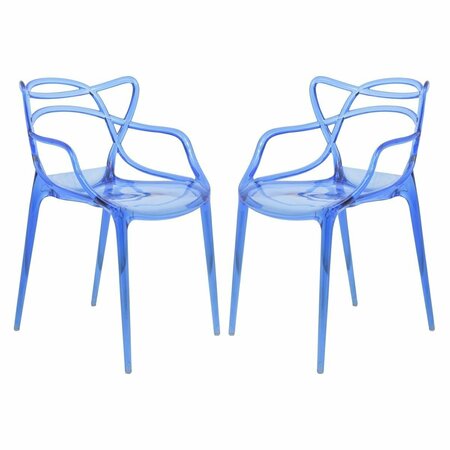 KD AMERICANA 32.5 x 21 x 17.5 in. Milan Modern Wire Design Chair Blue - Set of 2 KD3580034